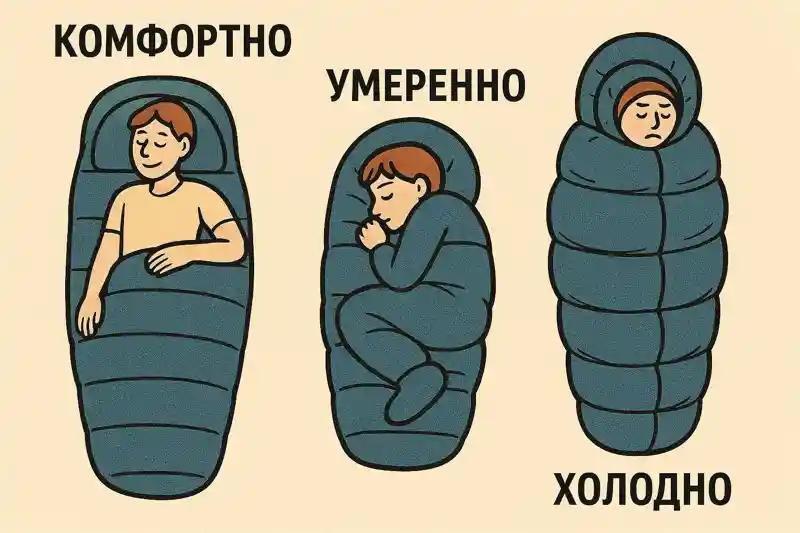 Температурные режимы спальника комфорт предел экстремум выбор для Крыма запас 5 градусов